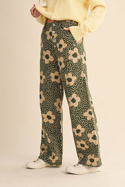 Olive Floral Pants