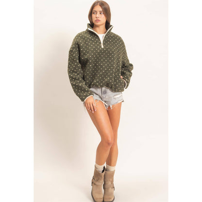 Polka Dot Sherpa Half-Zip