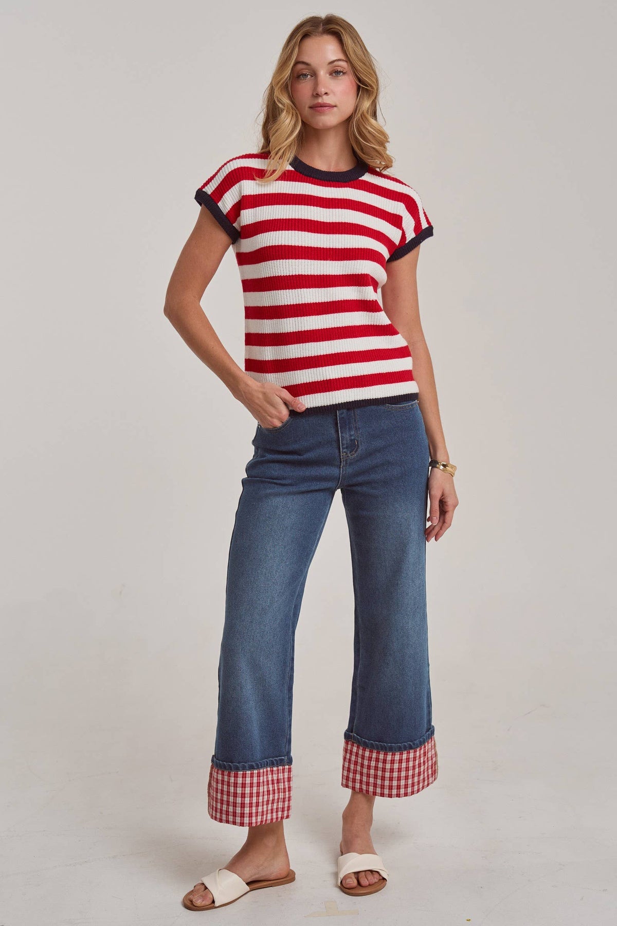 Gingham Cuff Jeans