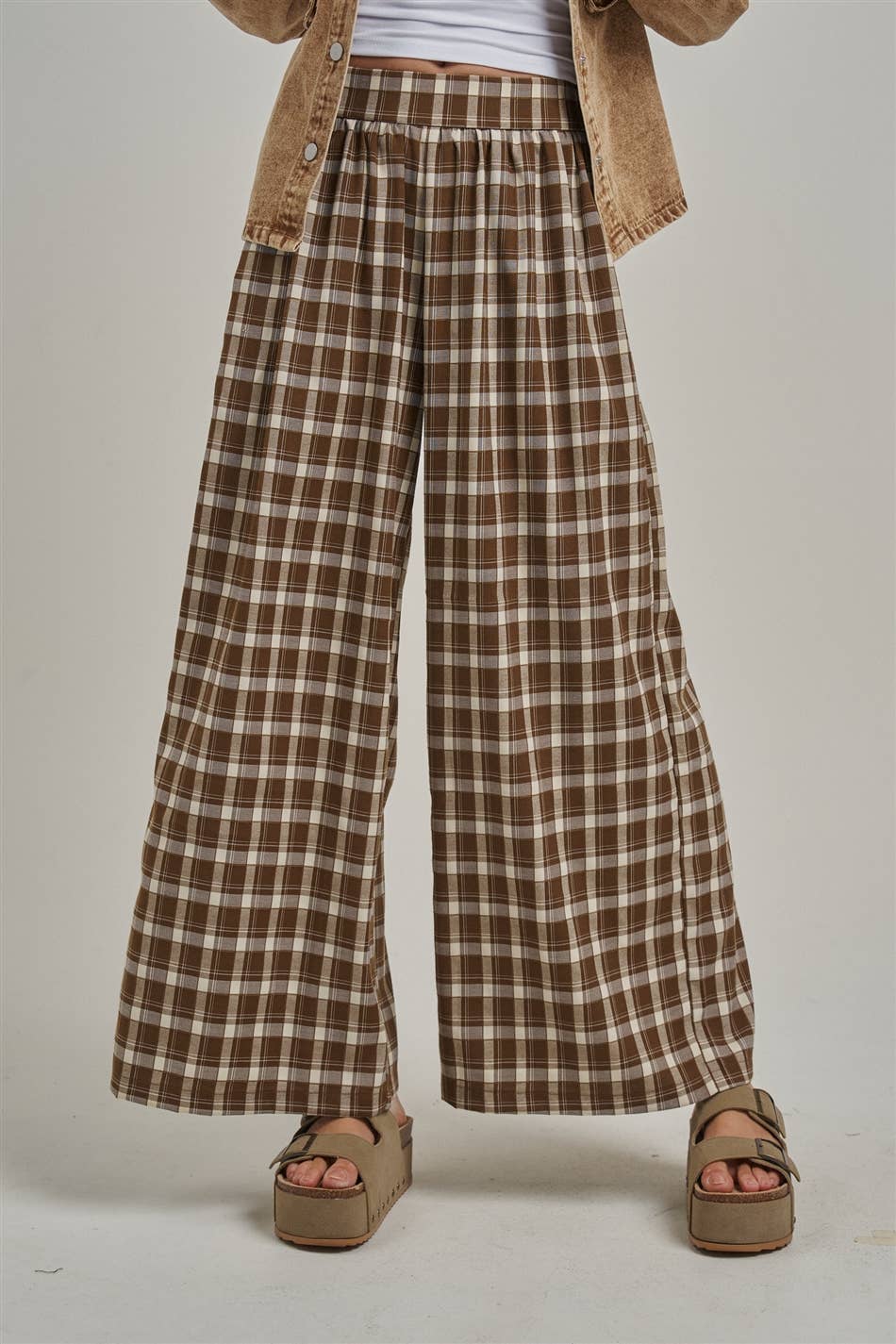 Western Checkered Wide Leg
