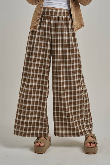 Western Checkered Wide Leg