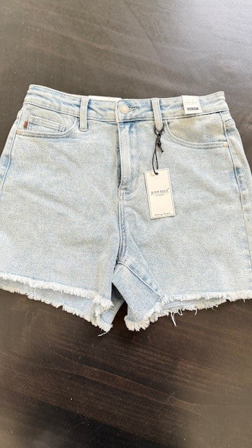 High Waist Mineral Wash Cut Off Shorts