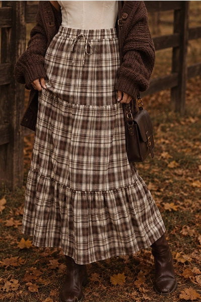 Plaid Tiered Maxi